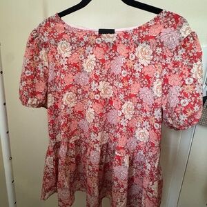 Floral Red Women's Top